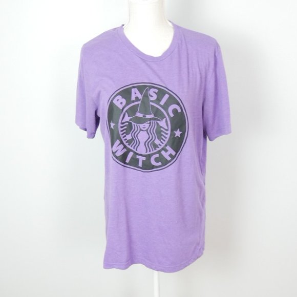 Boutique Canvas Purple Basic Witch Starbucks Coffee Graphic Tee Large - Picture 1 of 10